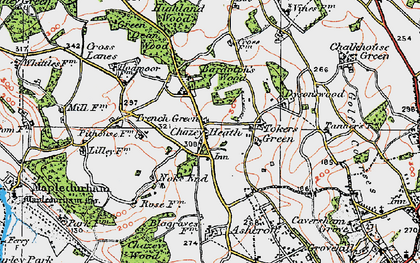 Old map of Chazey Heath in 1919