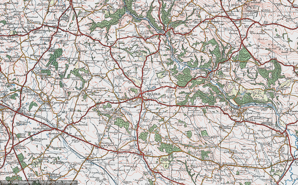 Old Map of Historic Map covering Broad Haye in 1921