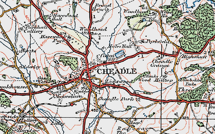 Old map of Cheadle in 1921