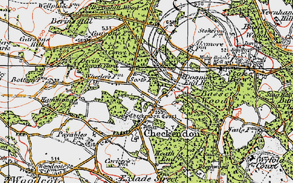 Old map of Checkendon in 1919