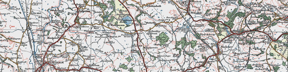 Old map of Checkley Green in 1921