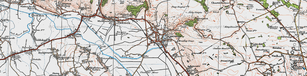Old map of Cheddar in 1919