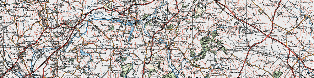 Old map of Cheddleton in 1921