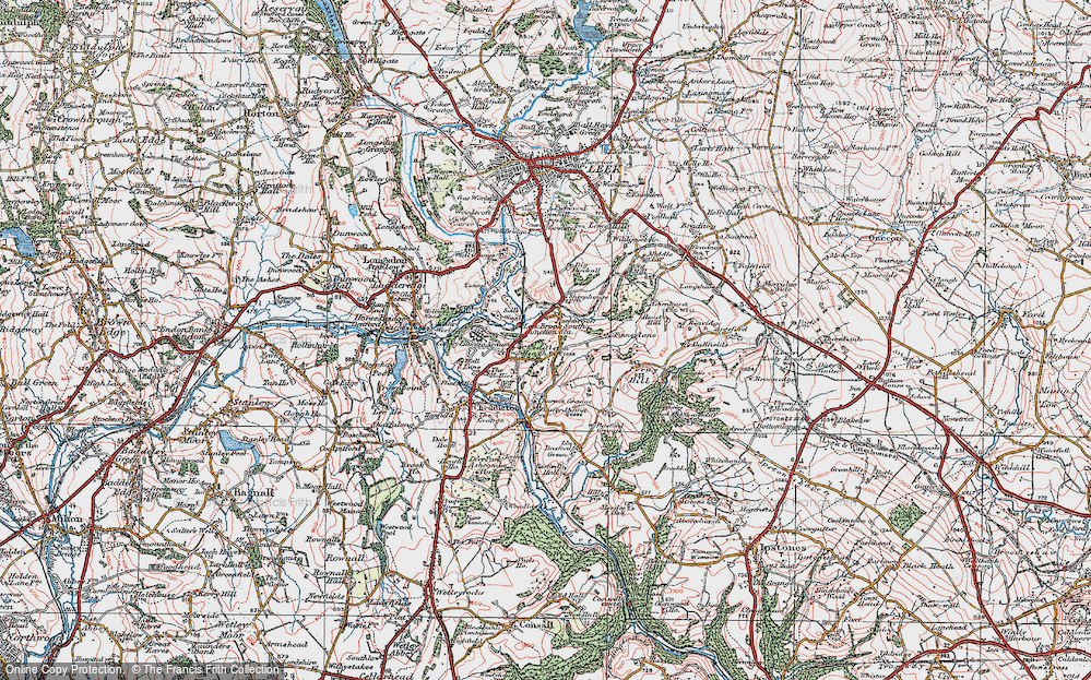 Old Map of Cheddleton Heath, 1921 in 1921