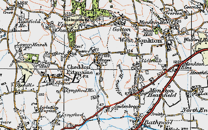 Old map of Cheddon Fitzpaine in 1919