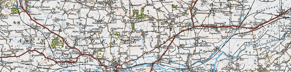 Old map of Cheddon Fitzpaine in 1919