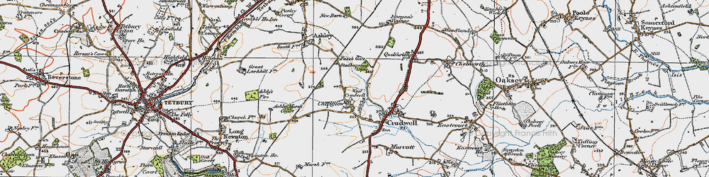 Old map of Chedglow in 1919