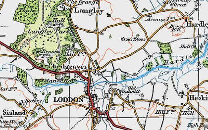 Old map of Chedgrave in 1922