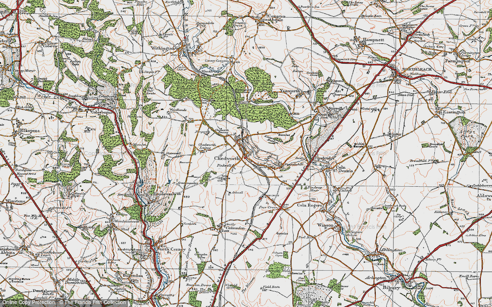 Old Map of Chedworth, 1919 in 1919