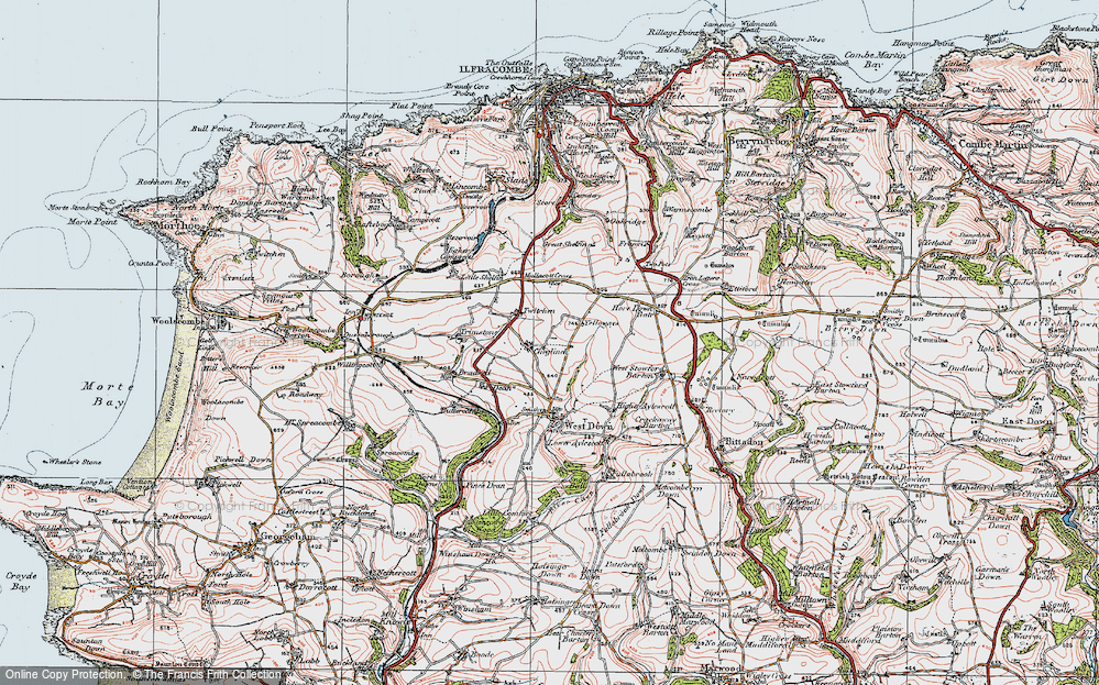 Old Map of Historic Map covering Yellow Rayes in 1919