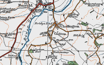 Old map of Chellington in 1919