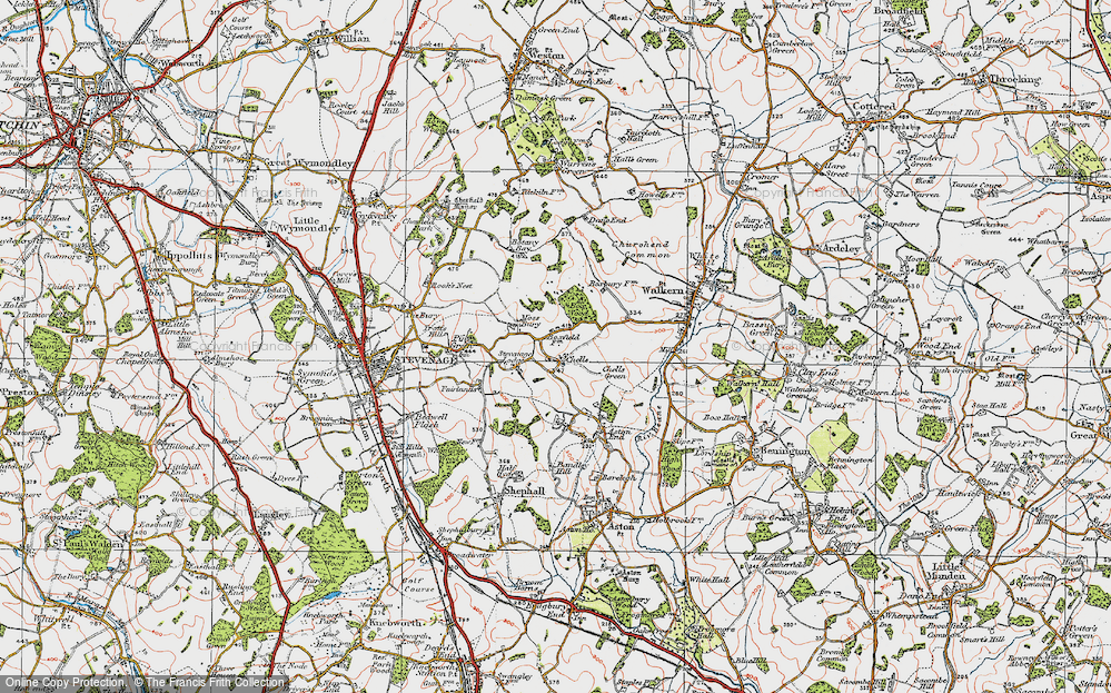 Old Map of Chells, 1920 in 1920