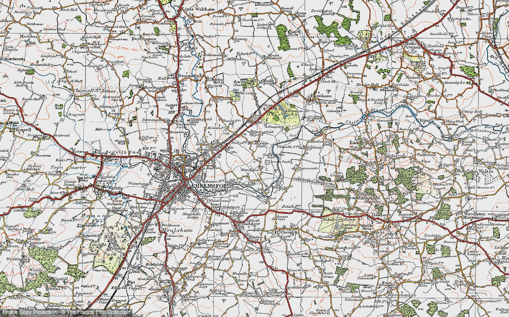 Old Map of Chelmer Village, 1921 in 1921