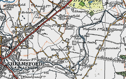 Old map of Chelmer Village in 1921
