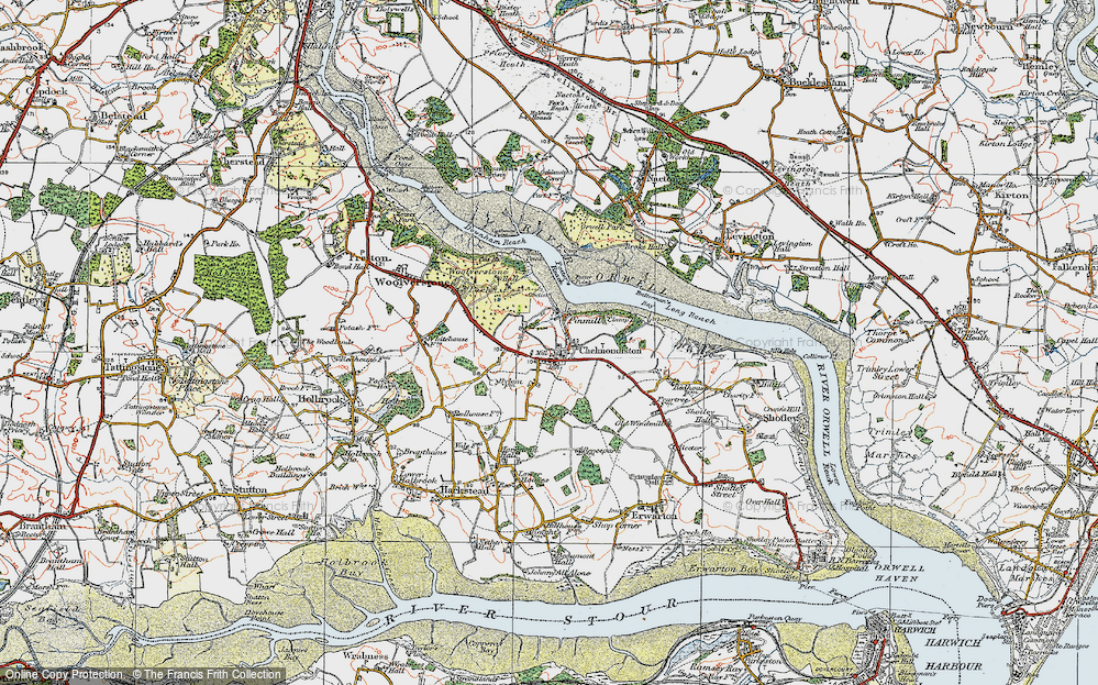 Old Map of Historic Map covering Pin Mill in 1921