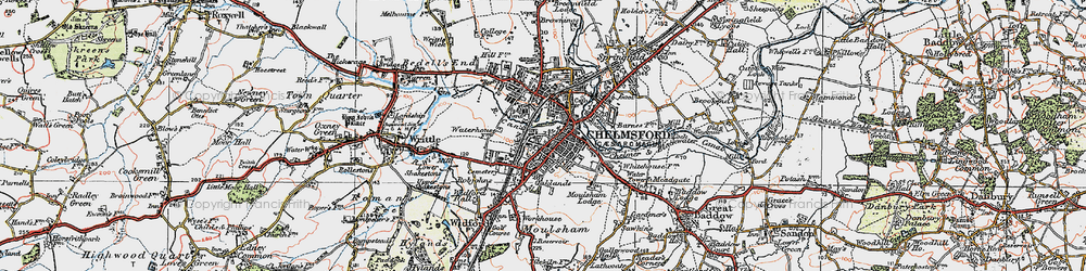 Old map of Chelmsford in 1919