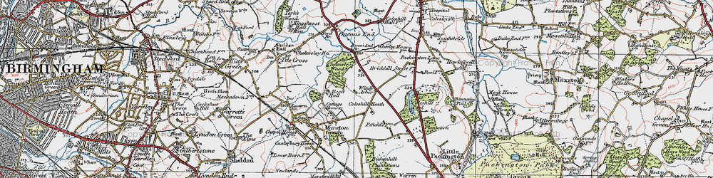 Old map of Chelmsley Wood in 1921
