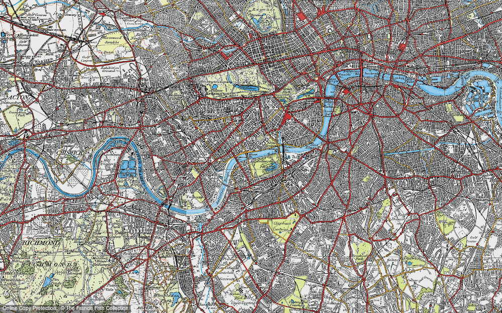 Old Map of Historic Map covering Battersea Br in 1920