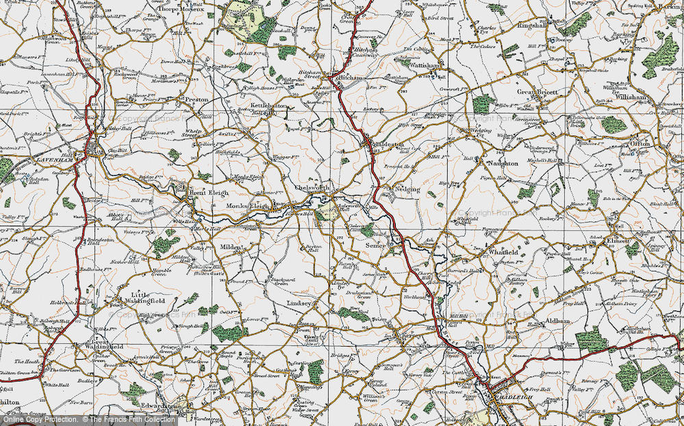 Old Map of Chelsworth Common, 1921 in 1921