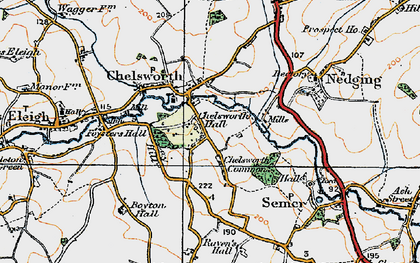 Old map of Chelsworth Common in 1921