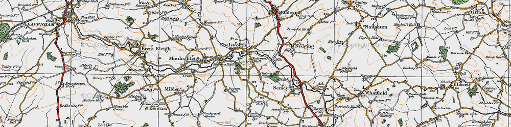 Old map of Chelsworth Common in 1921