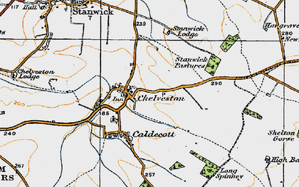 Old map of Chelveston in 1919