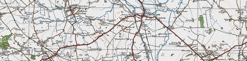 Old map of Chelworth Upper Green in 1919