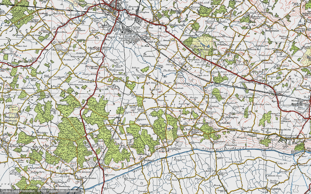 Old Map of Chequertree, 1921 in 1921