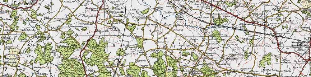 Old map of Chequertree in 1921