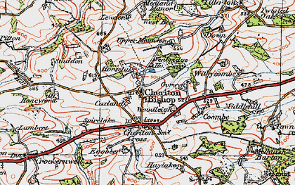 Old map of Cheriton Bishop in 1919