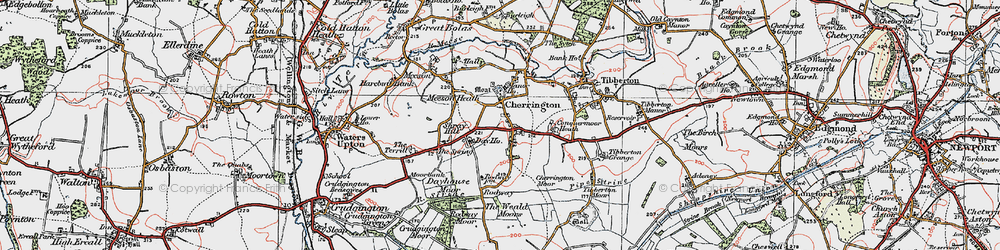 Old map of Cherrington Manor in 1921