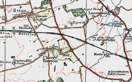Old map of Cherry Burton in 1924