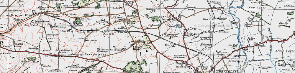 Old map of Cherry Burton in 1924