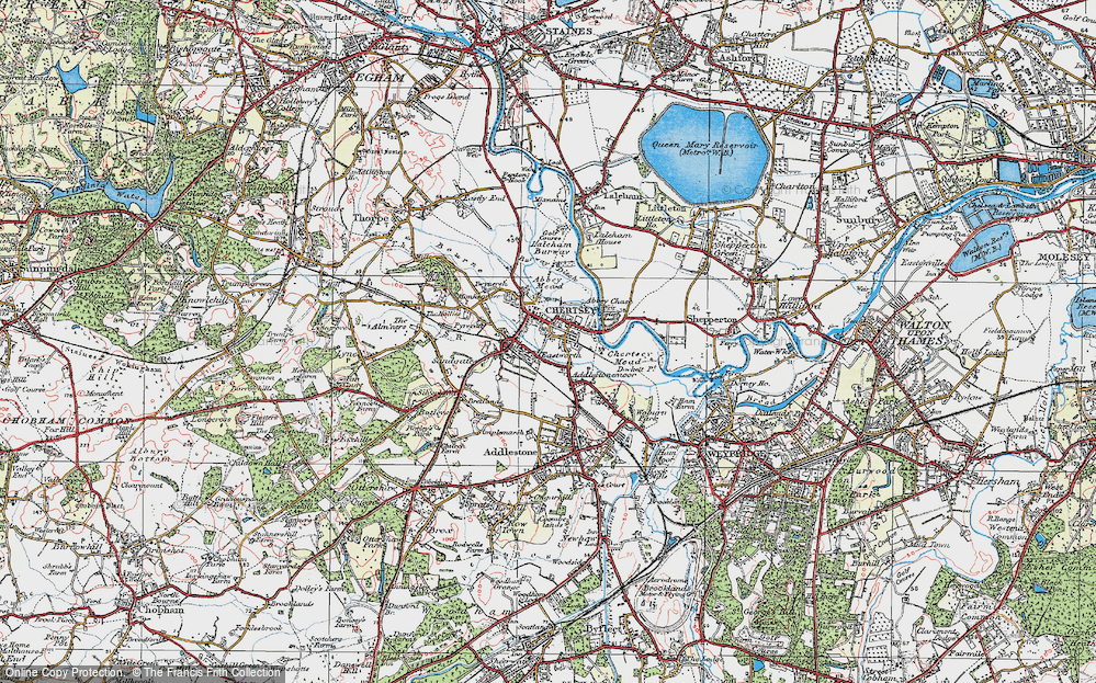Old Map of Chertsey, 1920 in 1920