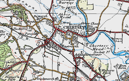Old map of Chertsey in 1920
