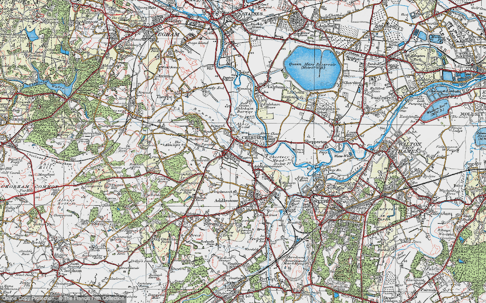 Historic Ordnance Survey Map of Chertsey, 1920