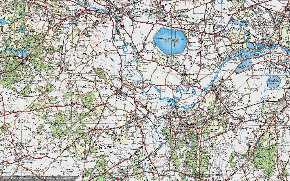 Old Map of Chertsey Meads, 1920 in 1920