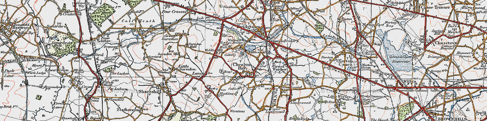 Old map of Cheslyn Hay in 1921