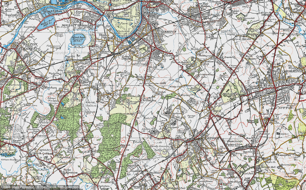 Old Map of Chessington, 1920 in 1920
