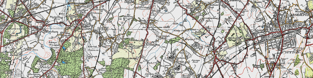 Old map of Chessington in 1920