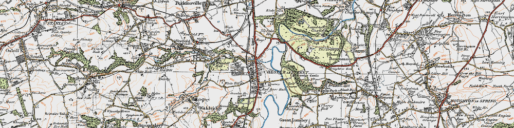Old map of Lumley Castle in 1925