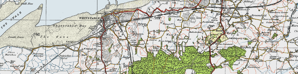 Old map of Chestfield in 1920