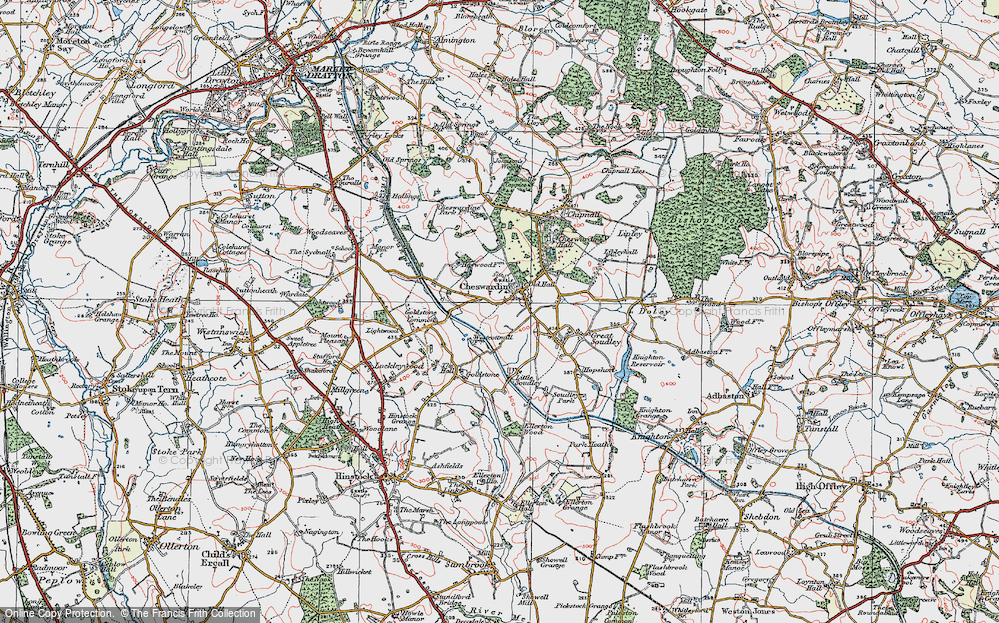 Old Map of Cheswardine, 1921 in 1921