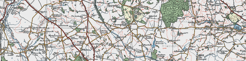 Old map of Cheswardine in 1921