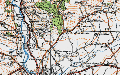 Old map of Chettiscombe in 1919