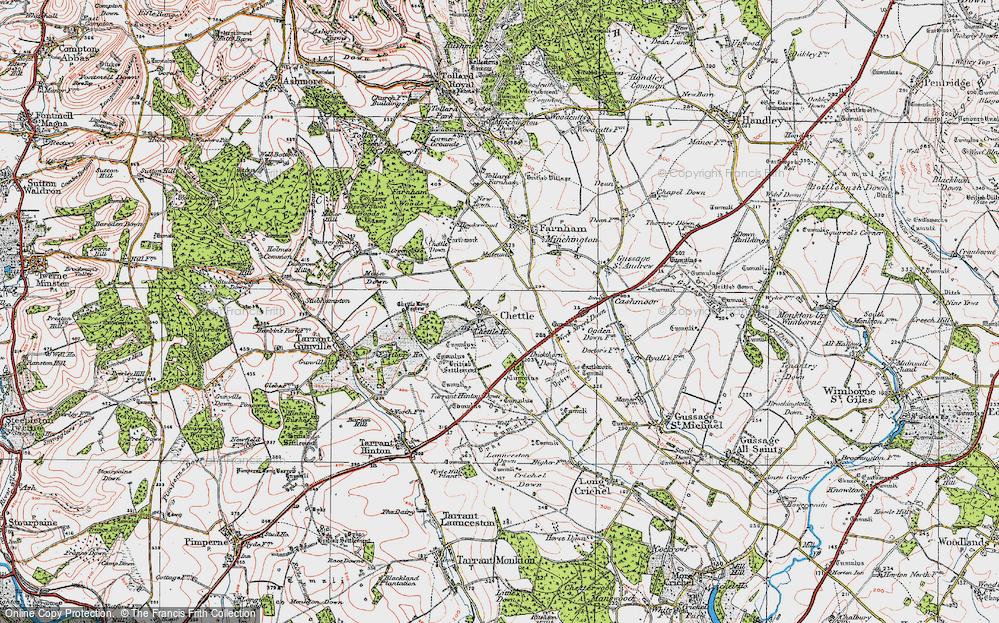 Old Map of Chettle, 1919 in 1919