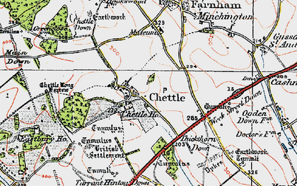 Old map of Chettle in 1919