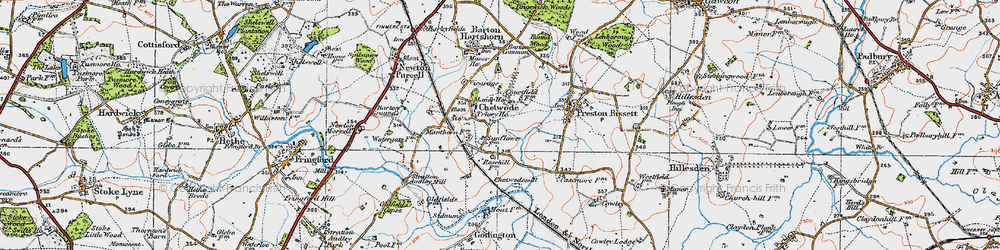 Old map of Godington in 1919