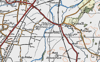 Old map of Broadfields in 1921
