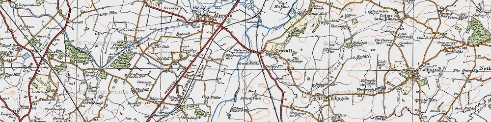 Old map of Broadfields in 1921